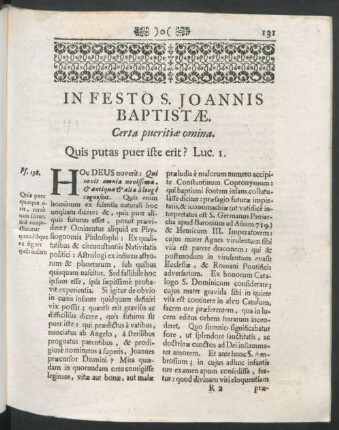 In Festo S. Joannis Baptistae