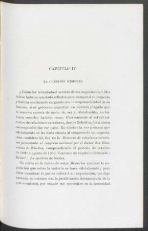 Capítulo IV - La cuestión misiones