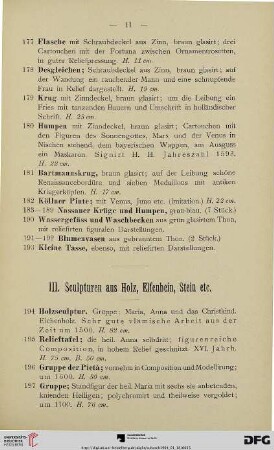 Skulpturen aus Holz, Elfenbein, Stein (Nr. 194-250)