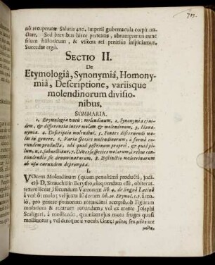 Sectio II. De Etymologia, Synonymia, Homonymia, Descriptione, variisque molendinorum divisionibus.