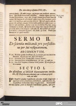 Sermo II. De scientia militandi pro perfectione per sui resignationem.