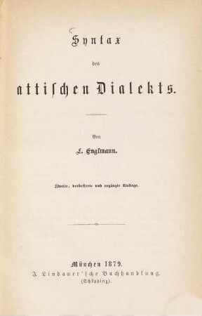 Syntax des attischen Dialekts