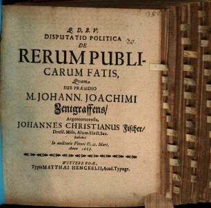 Disp. polit. de rerum publicarum fatis