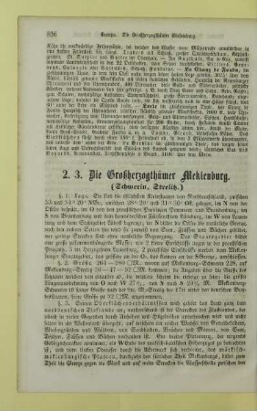 2. 3. Die Großherzogthümer Meklenburg. (Schwerin, Strelitz.)