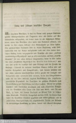 Sang und Sänger deutscher Vorzeit