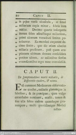 Caput II. De symptomatibus morbi militaris, de Differentiis ejusdem, & natura