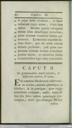 Caput II. De symptomatibus morbi militaris, de Differentiis ejusdem, & natura