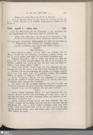 189. 1536, April. 1. ohne Ort