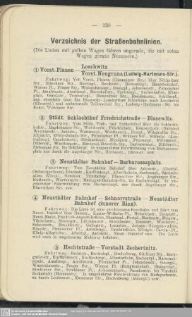 Verzeichnis der Straßenbahnlinien