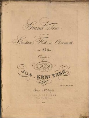 Grand trio pour la guitare, flûte et clarinette (ou alto)