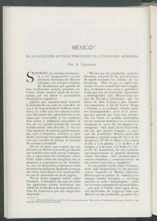 México. : Su civilización antigua robustece su literatura moderna.