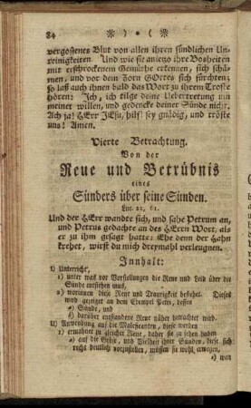 Vierte Betrachtung. Von der Reue und Betrübnis eines Sünders über seine Sünden.
