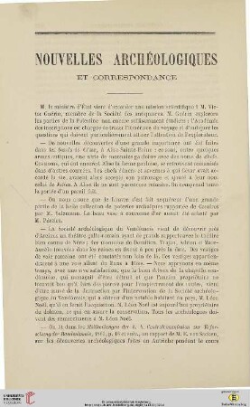 Nouvelles archéologiques et correspondance