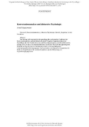 Konversationsanalyse und diskursive Psychologie