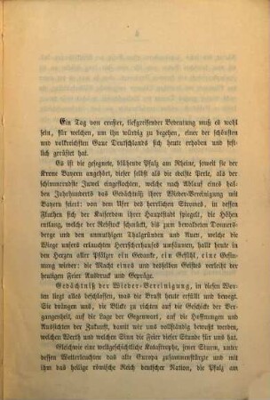 Fest-Rede auf das fünfzigjährige Jubiläum der Wiedervereinigung der Pfalz mit Bayern, gehalten im Namen der Stadt Speier am 6. Mai 1866