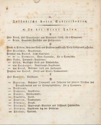 II. Inländische Herrn Subskribenten.