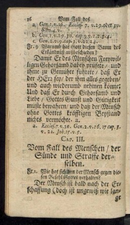 Cap. III. Vom Fall des Menschen/ der Sünde und Straffe derselben.
