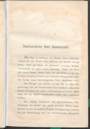 Hochverehrter Herr Geheimrath!