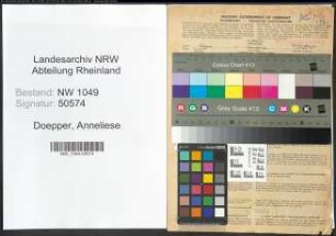 Entnazifizierung Anneliese Doepper , geb. 03.03.1920 (Krankenschwester)