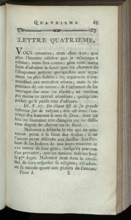 Lettre Quatrieme