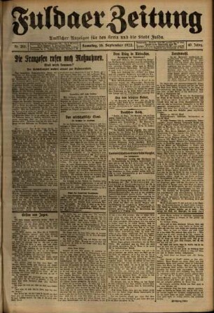 Ausgabe vom Samstag, den 16. September 1922.