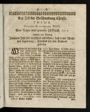 1-20, Am Fest der Beschneidung Christi.