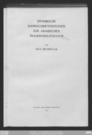 Istanbuler Handschriftenstudien zur arabischen Traditionsliteratur