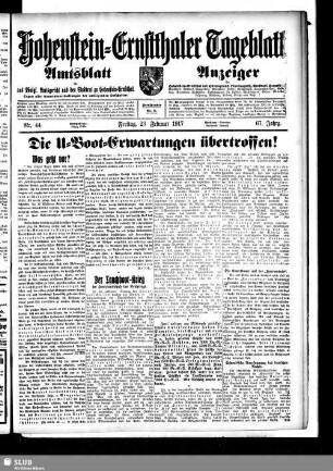 Hohenstein-Ernstthaler Tageblatt : Tageszeitung der antifaschistischen Front ; amtliches Verkündigungsblatt