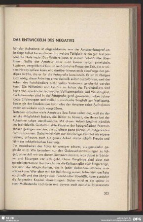 Das Entwickeln des Negativs
