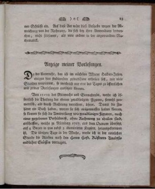 Anzeige meiner Vorlesungen