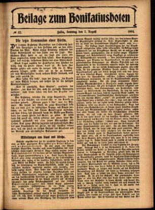 Zweite Ausgabe vom Sonntag, den 07. August 1904.