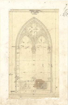 Gärtner, Friedrich von; München; Wittelsbacherpalast - Arkadenfenster Ost - u. Westseite (Aufriss)