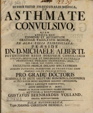 Diss. inaug. med. de asthmate convulsivo