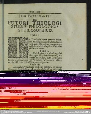 De Futuri Theologi Studiis Philologicis & Philosophicis