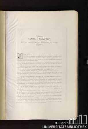Professor Georg Frentzen. Architekt und Königlicher Regierungs-Baumeister, Aachen.