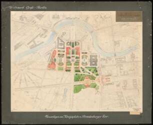 Wettbewerb Groß-Berlin 1910 Neuanlage am Königsplatz und vor dem Brandenburger Tor: Lageplan der Neuanlagen am Königsplatz (Reichstag) und vor dem Brandenburger Tor 1:2000