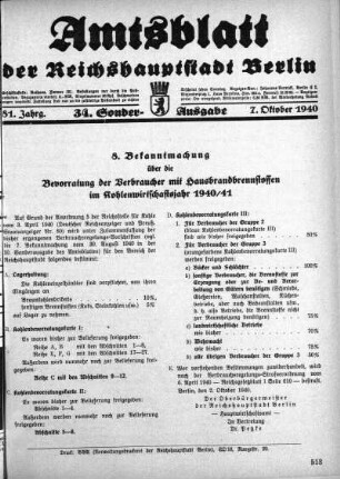 34- Sonder-Ausgabe, 7. Oktober 1940