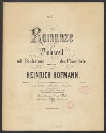 Romanze für Violoncell mit Begleitung des Pianoforte : Op. 48