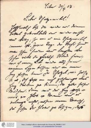 Brief vom 30.04.1907