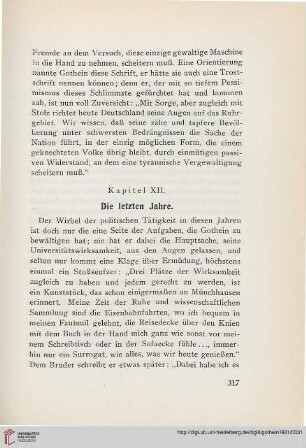 Kapitel XII: Die letzten Jahre