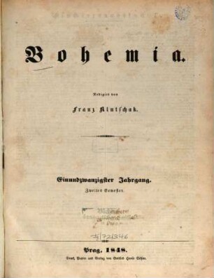 Bohemia : ein Unterhaltungsblatt, 1848,2 = Jg. 21