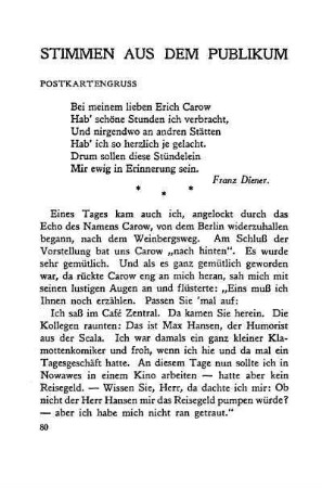 Stimmen aus dem Publikum