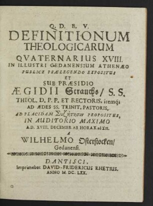 Definitionum Theologicarum Quaternarius XVIII.