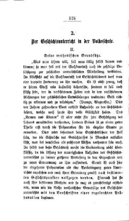 Der Geschichtsunterricht in der Volksschule