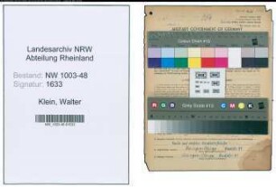 Entnazifizierung Walter Klein , geb. 14.06.1914 (Meister)