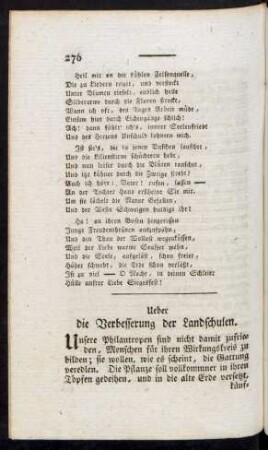 Ueber die Verbesserung der Landschulen
