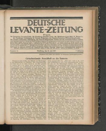 Griechenlands Anschluß an die Entente.