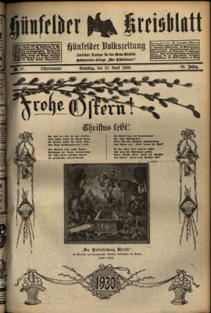 Dritte Ausgabe vom Samstag, den 19. April 1930.