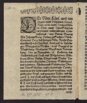 1v-4v, Mandat, so der Churfürst zu Sachssen...
