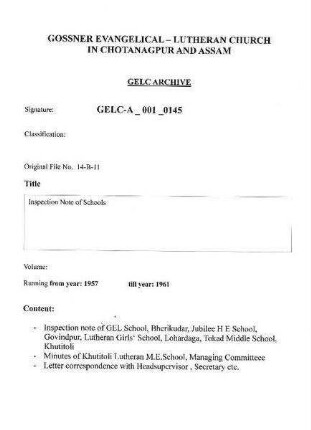 Inspection Note of Schools